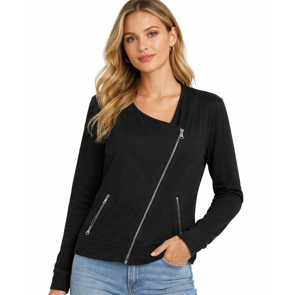 Banana Republic Factory Black Asymmetrical Zip Jacket Size Large